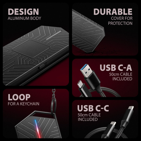 Зовнішня кишеня Axagon NVMe M.2 2230/2242/2260/2280 USB Type-C 3.2 Black (EEM2-GAM)