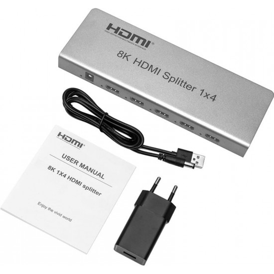 Сплітер PowerPlant HDMI - 4xHDMI, 8K Silver (CA914203)