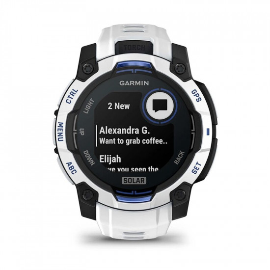 Смарт-годинник Garmin Instinct 3 45mm Solar Whitestone with Whitestone/Bolt Blue Silicone Band (010-02934-03)