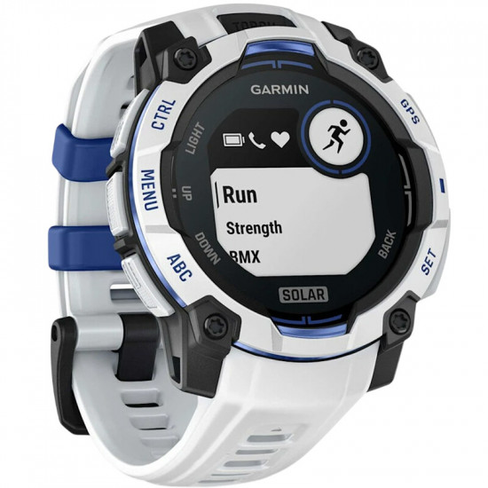Смарт-годинник Garmin Instinct 3 45mm Solar Whitestone with Whitestone/Bolt Blue Silicone Band (010-02934-03)