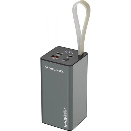 Універсальна мобільна батарея Wozinsky K65+ 30000 65W Gray (5907769364457)