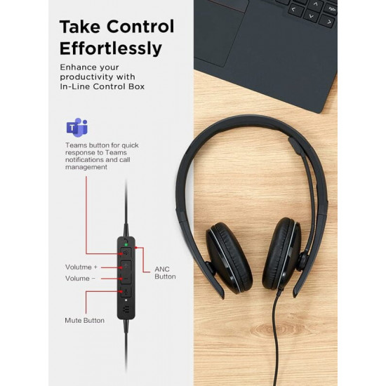 Гарнiтура Lenovo Wired ANC Headset Black (4XD1M45627)