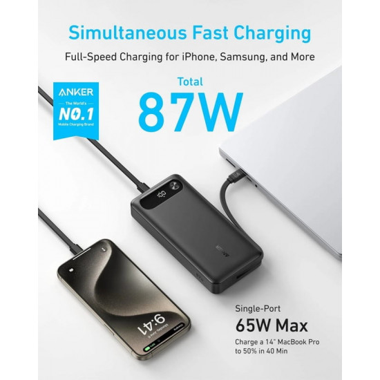 Універсальна мобільна батарея Anker PowerCore 87W 20000mAh Black (A1383H11)