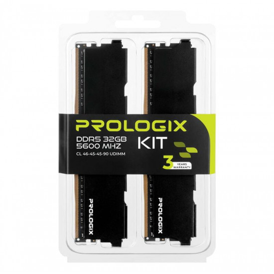 Модуль пам`ятi DDR5 2x16GB/5600 Prologix Black (PRO32GB5600B5K)