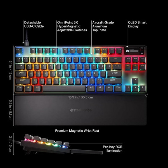 Ігрова клавіатура SteelSeries Apex Pro TKL Gen 3 UA (64740)