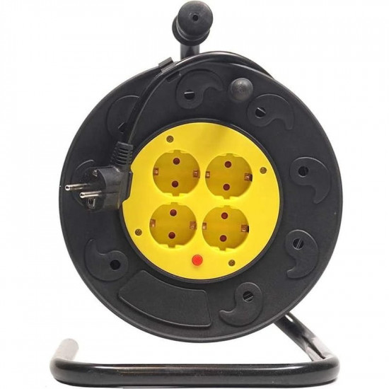Подовжувач на котушці PowerPlant JY-2002/20 (PPRA10M200S4) 4 розетки, 20 м, чорно-жовтий