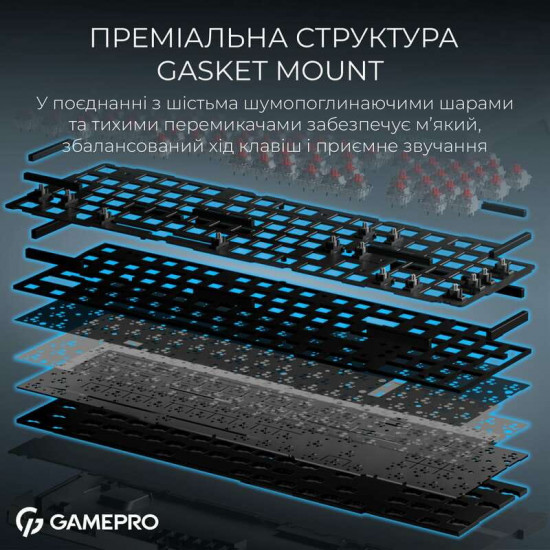 Клавіатура бездротова GamePro Asgard Drakkar Keychron Super Red Switch Black (MK305BK)