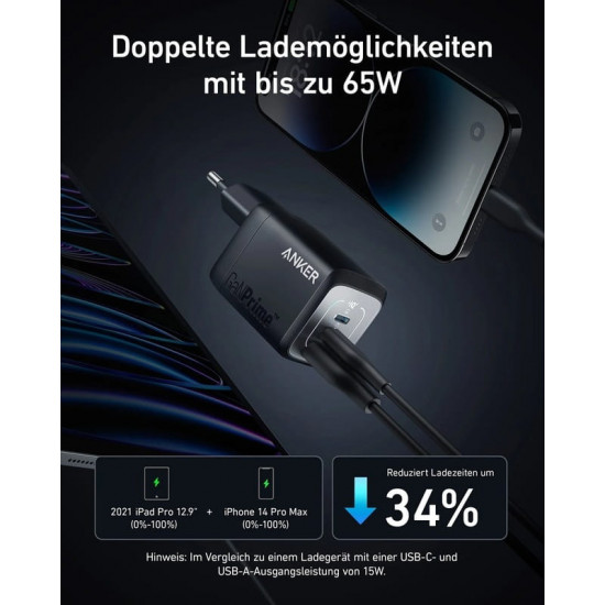 Мережевий зарядний пристрій Anker GaN Prime 67W Black (A2669313)