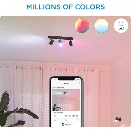 Світильник точковий накладний розумний WiZ Imageo Spots 3х5W 2200-6500K RGB Wi-Fi Black (929002659201)