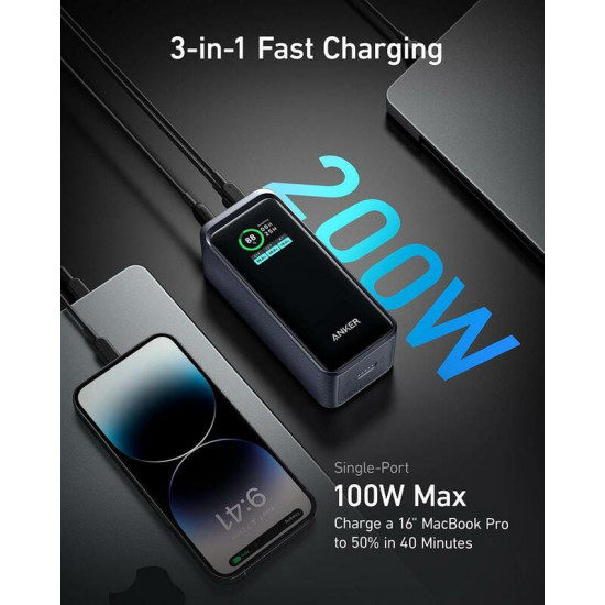 Універсальна мобільна батарея Anker Prime 20000mAh 200W Black (A1336011)