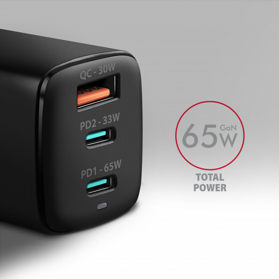 Зарядний пристрій Axagon 65W Black (ACU-DPQ65)