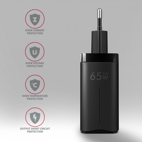 Зарядний пристрій Axagon 65W Black (ACU-DPQ65)