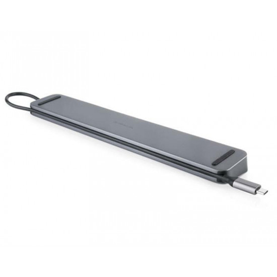 USB-хаб REAL-EL CQ-1000 USB3.0х3/USB-C/HDMI/VGA/RJ45/SD/TF/3.5 mm audio, 0.4m, Space Grey