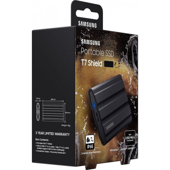 Накопичувач зовнішній SSD 2TB Samsung T7 Shield Black (MU-PE2T0S/EU)