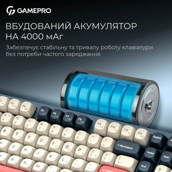 Клавіатура бездротова GamePro Asgard Drakkar Keychron Super Red Switch Blue (MK305BL)