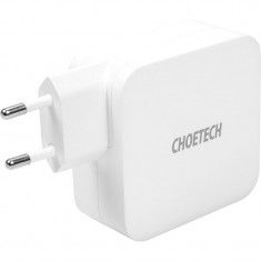 Мережевий зарядний пристрій Choetech GaN 2хUSB Type-C PD100W White (PD6008)