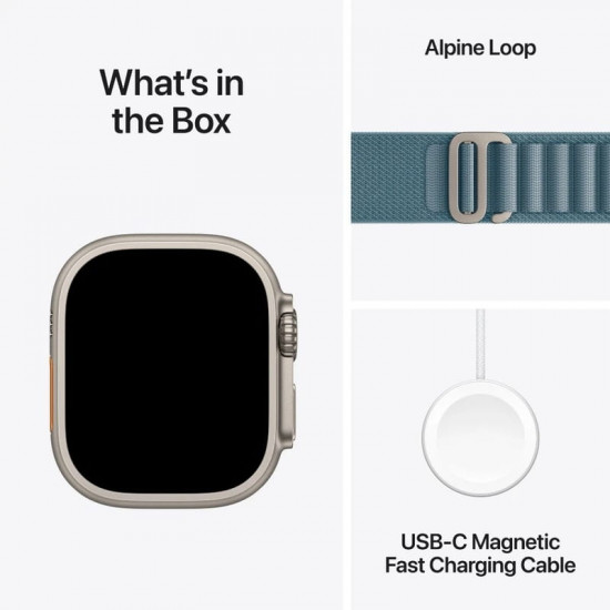 Смарт-годинник Apple Watch Ultra 3 GPS + Cellular 49mm Natural Titanium Case with Light Blue Alpine Loop - Medium (MEWM4QP/A)