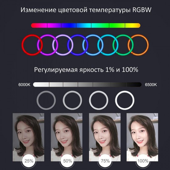 Кільцева LED-лампа Puluz PKT3050EU 12"+ штатив 1.1 м (PKT3050EU)