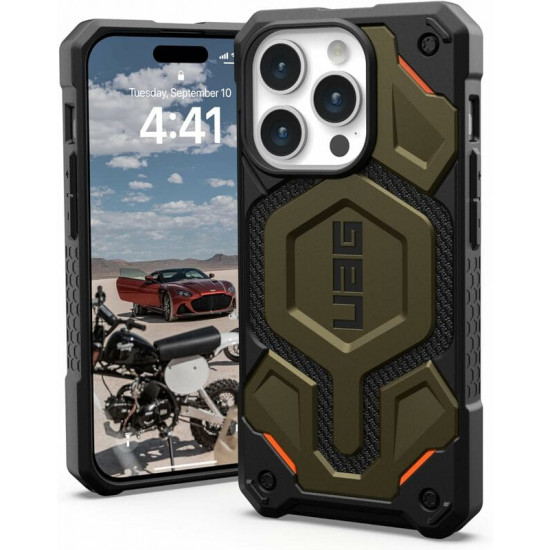 Чохол-накладка Urban Armor Gear Monarch Pro Magsafe для Apple iPhone 15 Pro Kevlar Elemental Green (11422111397B)