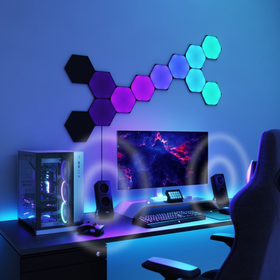 Додаткові панелі Nanoleaf Shapes Ultra Black Hexagons Expansion Pack, Apple HomeKit, 3 шт. (NL42-0101HX-3PK)