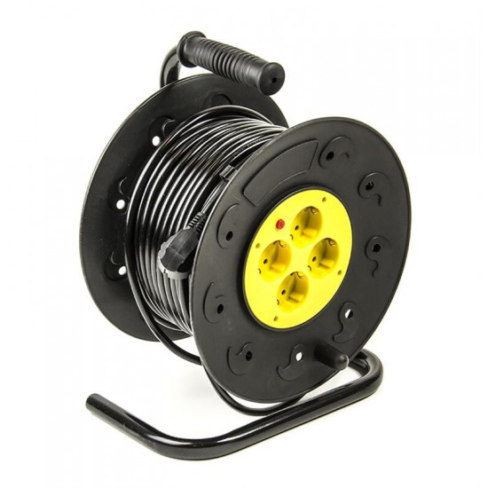 Фільтр живлення PowerPlant JY-2000/40 (PPRA08M400S4) 4 розетки, 40 м, чорний, на котушці