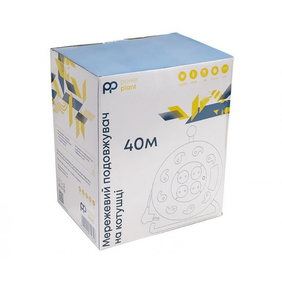 Фільтр живлення PowerPlant JY-2000/40 (PPRA08M400S4) 4 розетки, 40 м, чорний, на котушці