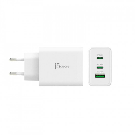 Мережевий зарядний пристрій J5create GaN USB-C 65W White (JUP3365E-EN)