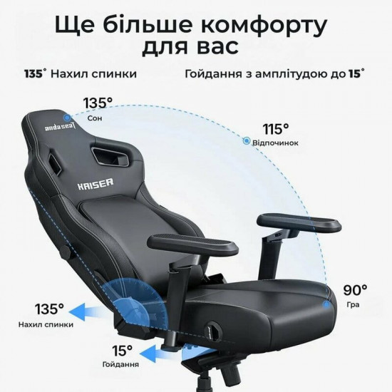 Крісло для геймерів Anda Seat Kaiser 4 V2 Size XL PVC Dark Gray Fabric (AD12YDDC-XLL-20-GB-CF-03)