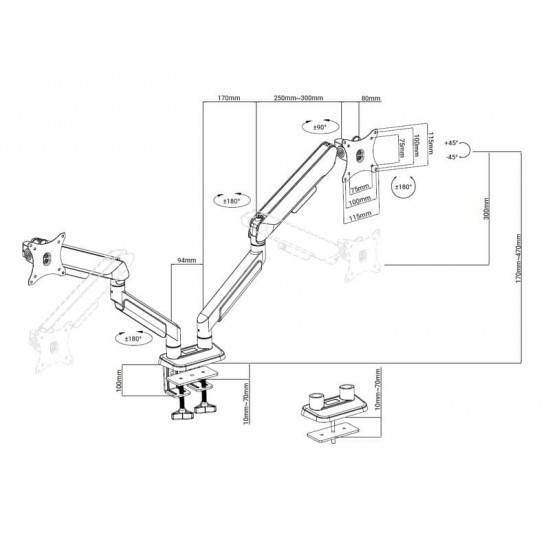 Кронштейн Anda Seat Stealth Pro II 17"-42" Titanium (AD-W-A9-2S-BT) (VESA100х100)