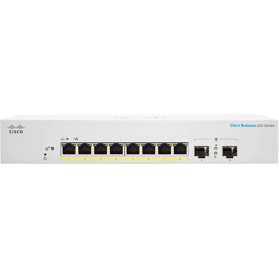 Комутатор Cisco Business CBS220-8P-E-2G-EU (8xGE PoE, 2xSFP, 65 Вт, Smart)