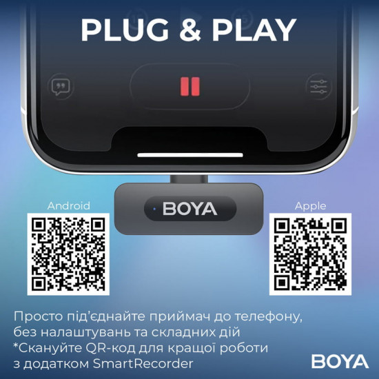 Мікрофон BOYA BY-V2 Lightning Black