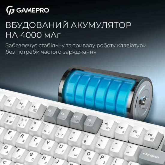 Клавіатура бездротова GamePro Asgard Yord Keychron Super Red Switch White (MK266WH)