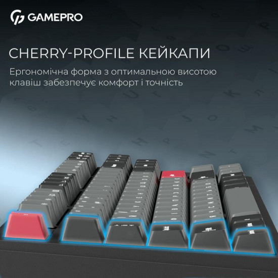 Клавіатура бездротова GamePro Asgard Ragnar Keychron Super Red Switch Black (MK285BK)