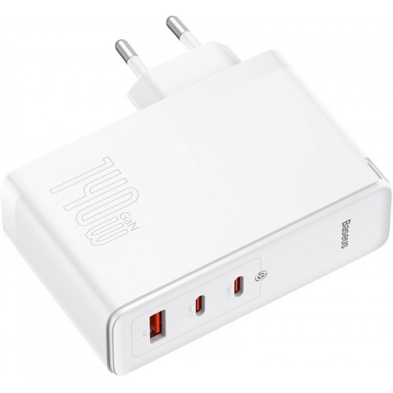 Мережевий зарядний пристрій Baseus GaN5 Pro (3USB, 5A) 140W White (CCGP100202) + кабель Type-C to Type-C