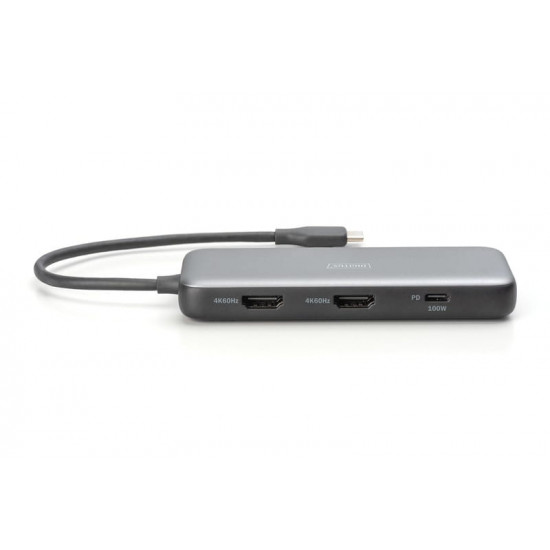 Док-станція Digitus USB-C PD 100W/USB3.2х2/USB-C/RJ45/SD/MicroSD/2хHDMI (DA-70915)