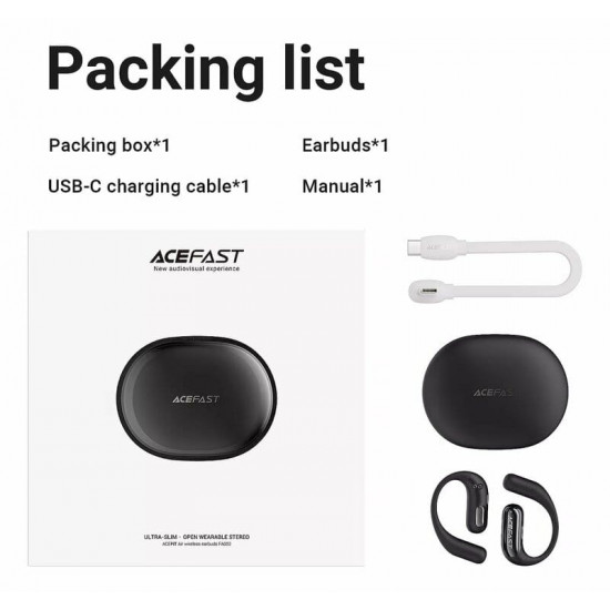 Bluetooth-гарнітура Acefast FA002 ANC Black (6974316283621)