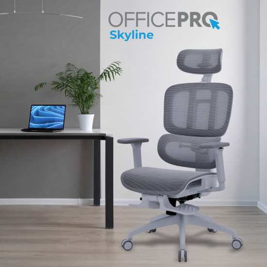 Крісло офісне Officepro Skyline Footrest Gray/Dark Gray (OC750-G-DG-DG)