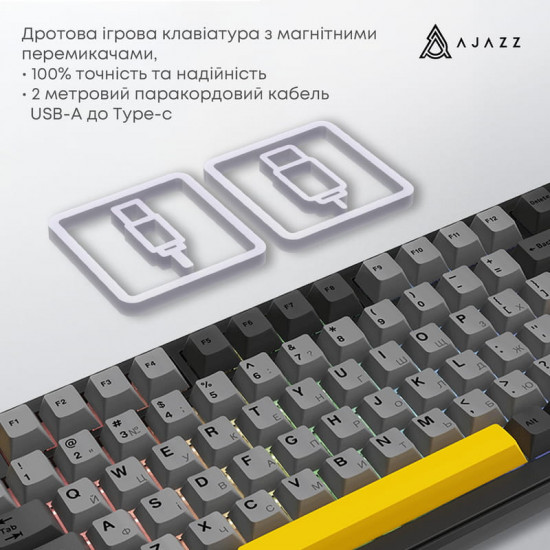 Клавіатура Ajazz AK820 Max Magnetic Switch Black (AK820MAX-WM-BGY)