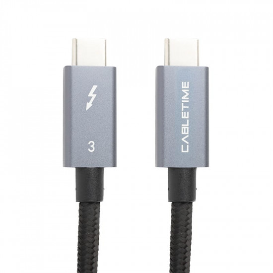 Кабель PowerPlant USB Type-C - USB Type-C (M/M), 40Gbps, 100W, 2м Black (CA913343)