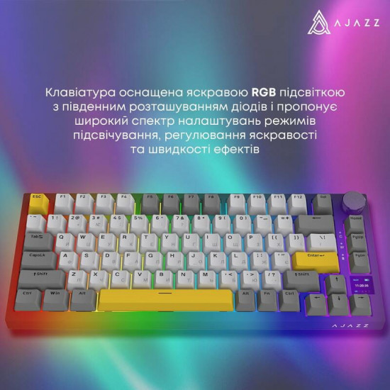 Клавіатура бездротова Ajazz AK820 Pro Flying Fish Switch Black RGB With Screen (AK820PRO-FF-BGY)