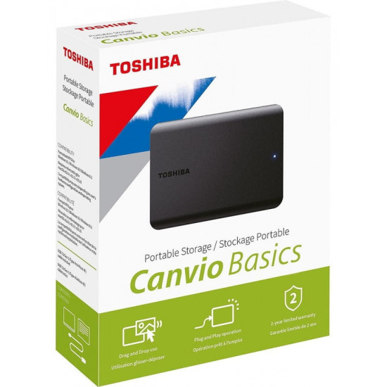 Зовнішній жорсткий диск 2.5" USB 2.0TB Toshiba Canvio Basics Black (HDTB520EK3AA)