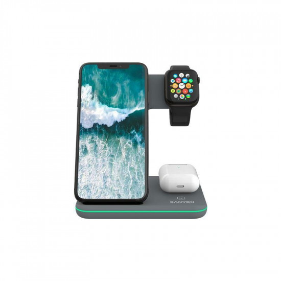 Бездротовий зарядний пристрій Canyon WS-303 15W 3in1 Gray (CNS-WCS303DG)