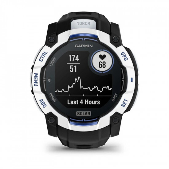 Смарт-годинник Garmin Instinct 3 50mm Solar Whitestone with Black/Bolt Blue Silicone Band (010-02935-03)