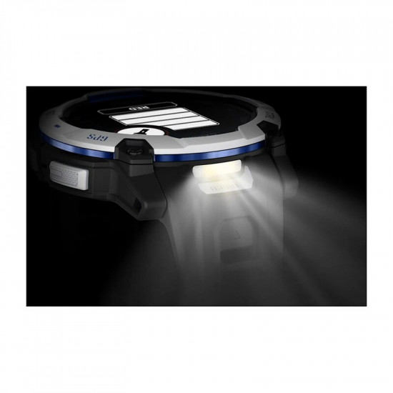 Смарт-годинник Garmin Instinct 3 50mm Solar Whitestone with Black/Bolt Blue Silicone Band (010-02935-03)