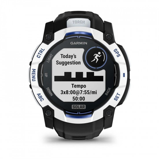 Смарт-годинник Garmin Instinct 3 50mm Solar Whitestone with Black/Bolt Blue Silicone Band (010-02935-03)