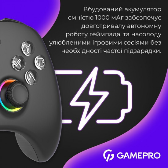Геймпад GamePro із зарядною станцією GPX13BDOC Black