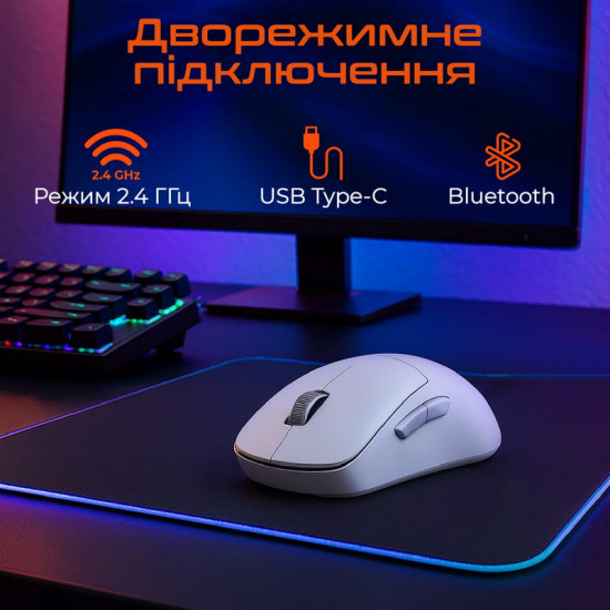 Миша бездротова Meetion GW40 Pro White (MT-GW40_PRO-B)