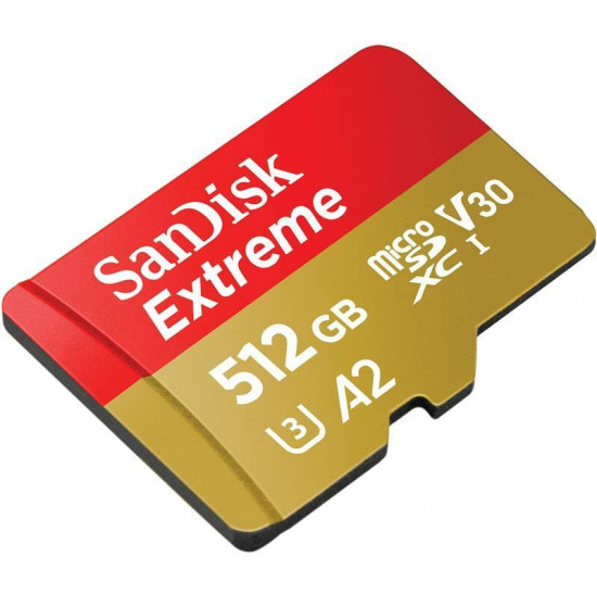Карта пам`ятi MicroSDXC512GB C10 UHS-I SanDisk Extreme V30 U3 R190/W130MB/s + SD (SDSQXAV-512G-GN6MA)