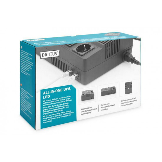 Джерело безперебійного живлення Digitus Line Interactive 600VA, USB, 4хSchuko, 3хС13, LED (DN-170110)