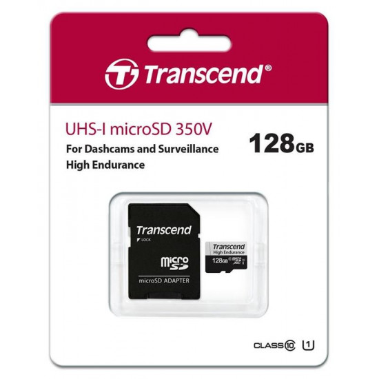 Карта пам`ятi MicroSDXC 128GB UHS-I/U1 Class 10 Transcend 350V + SD-адаптер (TS128GUSD350V)